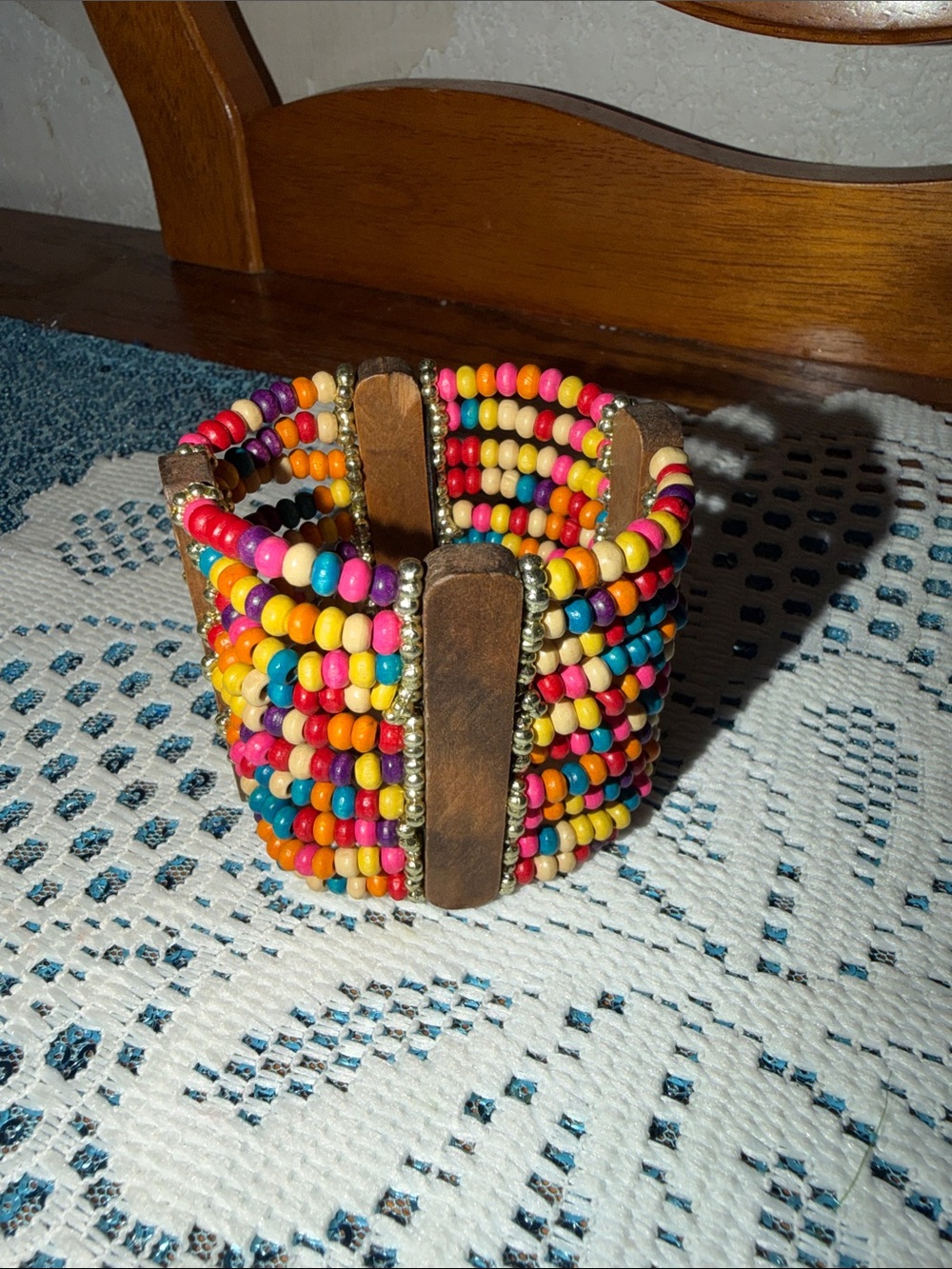 Colorful Multicolor Beaded Stretch Cuff Bracelet - Brand Unspecified